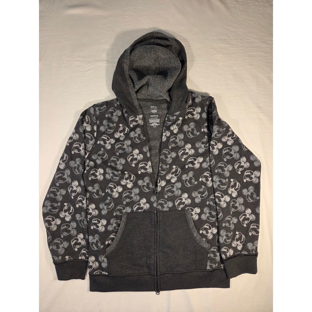 Disney Jumping Beans Mickey Mouse Adaptive Hoodie Kids 12 Grey Excellent Zip-Up